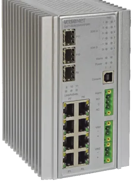 Hanwha - SWT-G11MGHP - 11 Port Hardened Managed Gigbit Ethernet Switch with 60W PoE