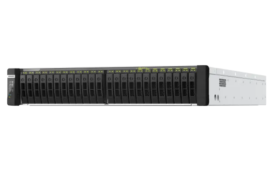 QNAP - TDS-h2489FU-4314-128G-US - QNAP 24-Bay 2U all-flash NAS, NVMe Gen 4 x4, Dual Intel Xeon Silver 4314Y processor (up to 3.4 GHz), 128GB RDIMM ECCC DDR4 RAM, 4 x 2.5GbE LAN, 2 x 25GbE SFP28 SmartNIC port, 2 x PCIe expansion slot