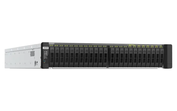 QNAP - TDS-h2489FU-4314-256G-US - QNAP 24-Bay 2U all-flash NAS, NVMe Gen 4 x4, Dual Intel Xeon Silver 4314Y processor (up to 3.4 GHz), 256GB RDIMM ECCC DDR4 RAM, 4 x 2.5GbE LAN, 2 x 25GbE SFP28 SmartNIC port, 2 x PCIe expansion slot