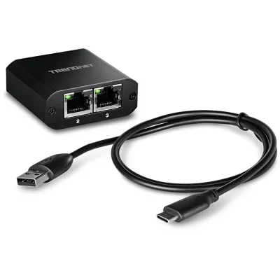TRENDNET - TEG-102S - 2-Port Gigabit Splitter with USB Type C Power
