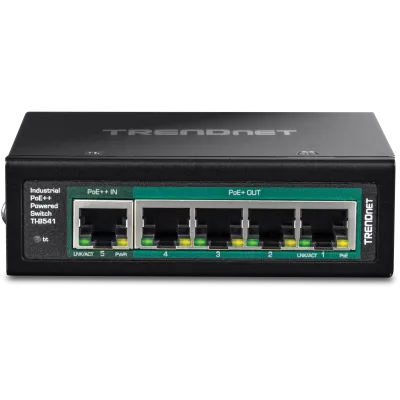 TRENDNET - TI-B541 - 5-Port IndustrialGigabit PoE++ Powered DIN-Rail Switch with PoE Pass-Through