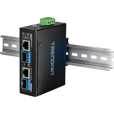 TRENDNET - TI-BF22SFP - 2-Port Industrial SFP to Gigabit PoE++ Media Converter