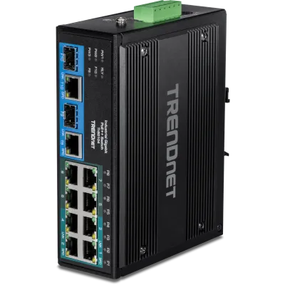 TRENDNET - TI-BG104 - 10-Port Industrial Gigabit PoE++ DIN-Rail Switch