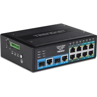 TRENDNET - TI-BG104 - 10-Port Industrial Gigabit PoE++ DIN-Rail Switch