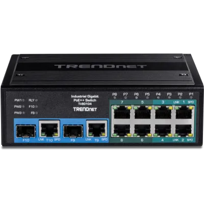 TRENDNET - TI-BG104 - 10-Port Industrial Gigabit PoE++ DIN-Rail Switch