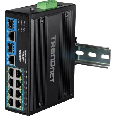 TRENDNET - TI-BG104 - 10-Port Industrial Gigabit PoE++ DIN-Rail Switch