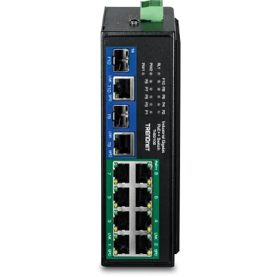 TRENDNET - TI-BG108 - 10-Port Industrial Gigabit 400W PoE++ DIN-Rail Switch