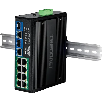TRENDNET - TI-BG108 - 10-Port Industrial Gigabit 400W PoE++ DIN-Rail Switch