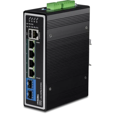 TRENDNET - TI-BG62i - 6-Port Industrial Gigabit L2+ Managed PoE++ DIN-Rail Switch