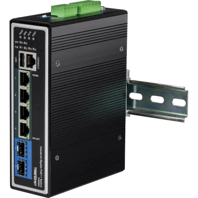 TRENDNET - TI-BG62i - 6-Port Industrial Gigabit L2+ Managed PoE++ DIN-Rail Switch