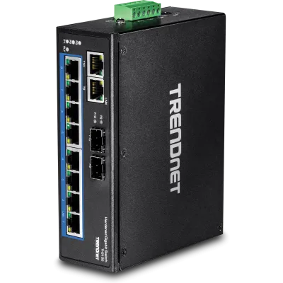 TRENDNET - TI-G102 - 10-Port Hardened Industrial Gigabit DIN-Rail Switch