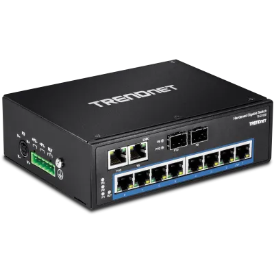 TRENDNET - TI-G102 - 10-Port Hardened Industrial Gigabit DIN-Rail Switch