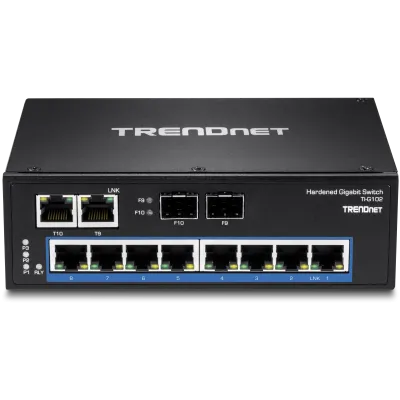 TRENDNET - TI-G102 - 10-Port Hardened Industrial Gigabit DIN-Rail Switch