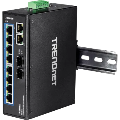 TRENDNET - TI-G102 - 10-Port Hardened Industrial Gigabit DIN-Rail Switch
