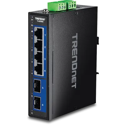 TRENDNET - TI-G5062 - 6-Port Industrial 2.5G DIN-Rail Switch with 10G SFP+ Ports