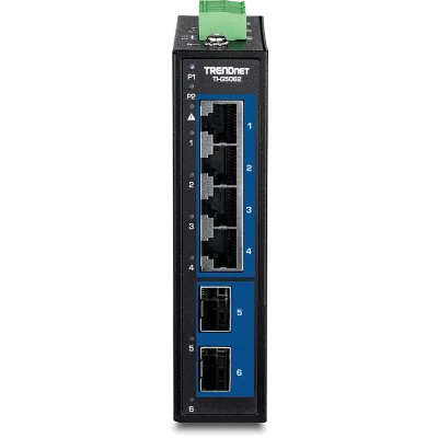 TRENDNET - TI-G5062 - 6-Port Industrial 2.5G DIN-Rail Switch with 10G SFP+ Ports