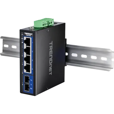TRENDNET - TI-G51SC - 5-Port Hardened Industrial Gigabit DIN-Rail Switch with Multi-Mode SC Port