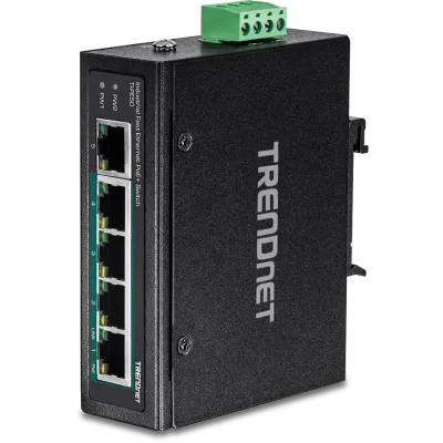 TRENDNET - TI-PE50 - 5-Port Industrial Fast Ethernet PoE+ DIN-Rail Switch