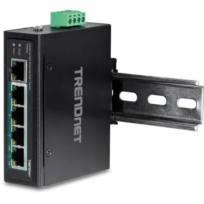 TRENDNET - TI-PE50 - 5-Port Industrial Fast Ethernet PoE+ DIN-Rail Switch