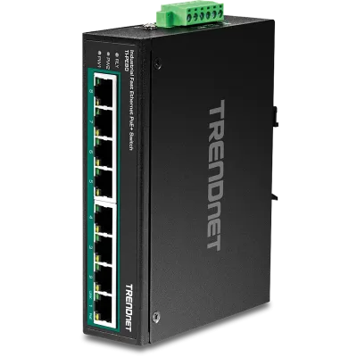 TRENDNET - TI-PE80 - 8-Port Industrial Fast Ethernet PoE+ DIN-Rail Switch