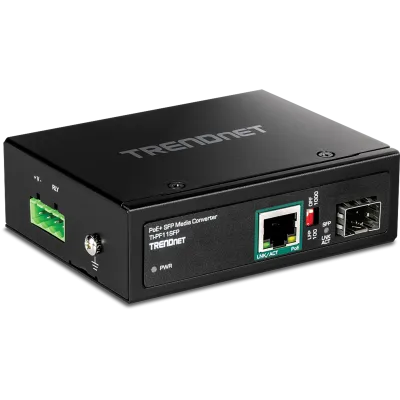 TRENDNET - TI-PF11SFP - Hardened Industrial SFP to Gigabit PoE+ Media Converter