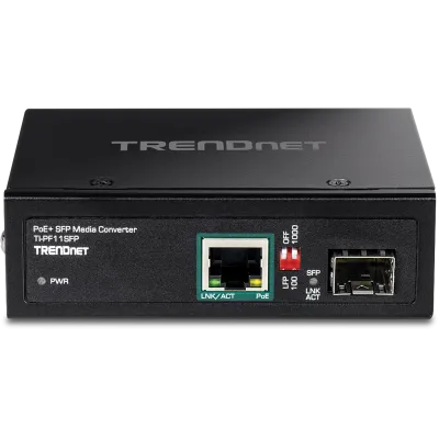 TRENDNET - TI-PF11SFP - Hardened Industrial SFP to Gigabit PoE+ Media Converter