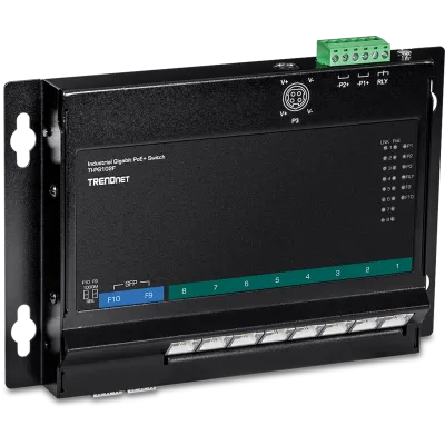 TRENDNET - TI-PG102F - 10-Port Industrial Gigabit PoE+ Wall-Mount Front Access Switch