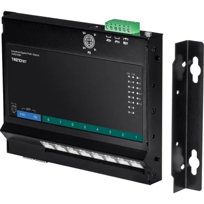 TRENDNET - TI-PG102F - 10-Port Industrial Gigabit PoE+ Wall-Mount Front Access Switch