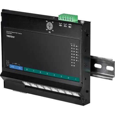 TRENDNET - TI-PG102F - 10-Port Industrial Gigabit PoE+ Wall-Mount Front Access Switch