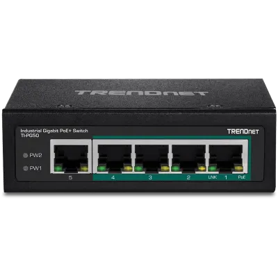 TRENDNET - TI-PG50 - 5-Port Industrial Gigabit PoE + DIN-Rail Switch