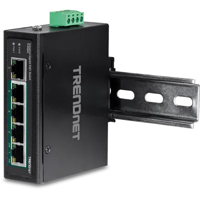TRENDNET - TI-PG50 - 5-Port Industrial Gigabit PoE + DIN-Rail Switch