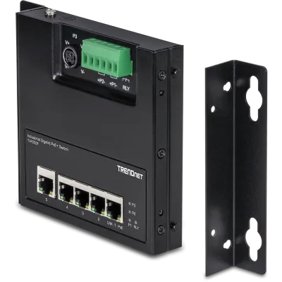 TRENDNET - TI-PG50F - 5-Port Industrial Gigabit PoE+ Wall-Mounted Front Access Switch