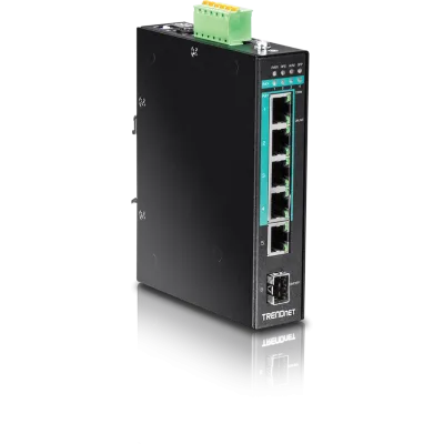 TRENDNET - TI-PG541 - 5-port Hardened Industrial Gigabit PoE+ DIN-Rail Switch