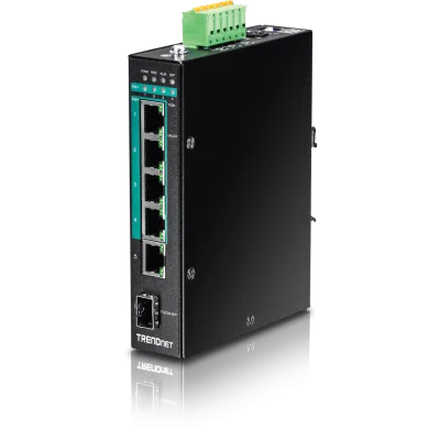 TRENDNET - TI-PG541i - 6-port hardened Industrial Gigabit PoE+ Layer 2 Managed DIN-Rail Switch