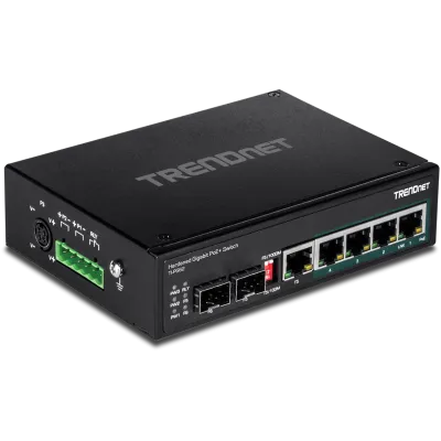 TRENDNET - TI-PG62 - 6-port hardened Industrial Gigabit PoE+ Switch (5 Gigabit / 1 shared SFP / 1 dedicated SFP)