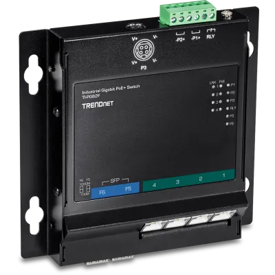 TRENDNET - TI-PG62F - 6-Port Industrial Gigabit PoE+ Wall-Mounted Front Access Switch