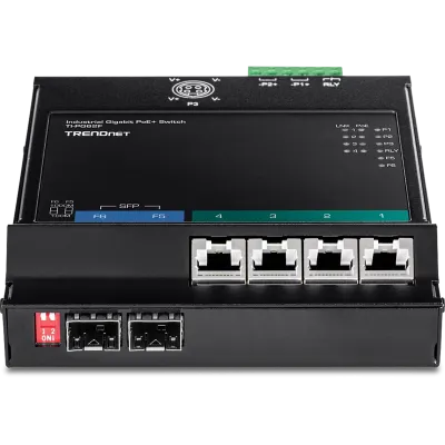 TRENDNET - TI-PG62F - 6-Port Industrial Gigabit PoE+ Wall-Mounted Front Access Switch
