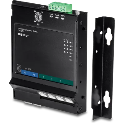 TRENDNET - TI-PG62F - 6-Port Industrial Gigabit PoE+ Wall-Mounted Front Access Switch