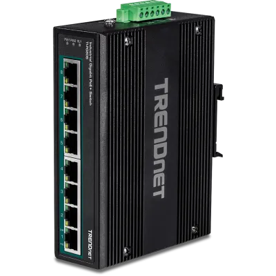 TRENDNET - TI-PG80B - 8-Port Industrial Gigabit PoE+ DIN-Rail Switch (24 - 56V)