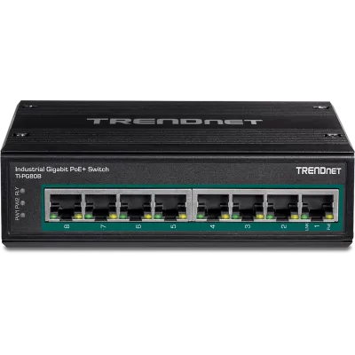 TRENDNET - TI-PG80B - 8-Port Industrial Gigabit PoE+ DIN-Rail Switch (24 - 56V)