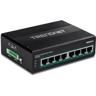 TRENDNET - TI-PG80B - 8-Port Industrial Gigabit PoE+ DIN-Rail Switch (24 - 56V)