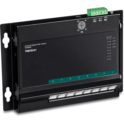 TRENDNET - TI-PG80F - 8-Port Industrial Gigabit PoE+ Wall-Mount Front Access Switch
