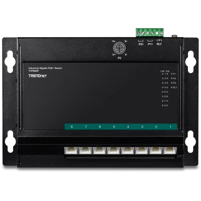 TRENDNET - TI-PG80F - 8-Port Industrial Gigabit PoE+ Wall-Mount Front Access Switch