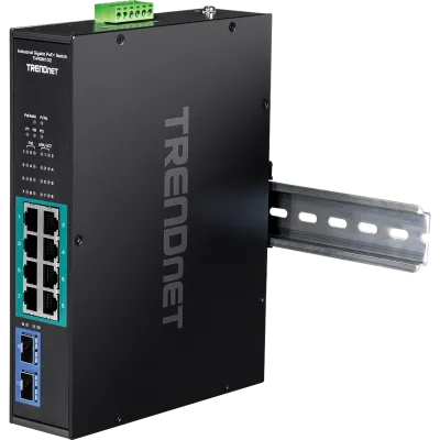 TRENDNET - TI-PGM102 - 10-port Industrial Gigabit PoE+ DIN-Rail Switch -20° – 65°C (-4° – 149°F)