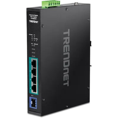 TRENDNET - TI-PGM541 - 5-port Industrial Gigabit PoE+ DIN-Rail Switch -20° – 65°C (-4° – 149°F)