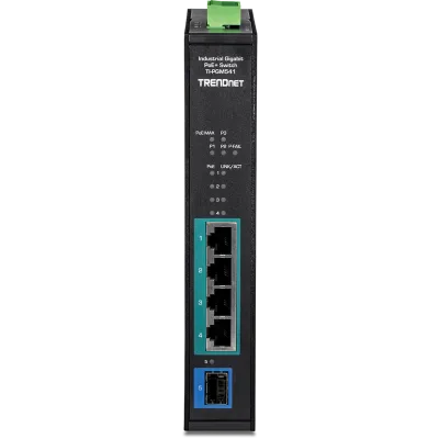 TRENDNET - TI-PGM541 - 5-port Industrial Gigabit PoE+ DIN-Rail Switch -20° – 65°C (-4° – 149°F)