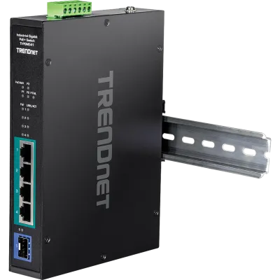 TRENDNET - TI-PGM541 - 5-port Industrial Gigabit PoE+ DIN-Rail Switch -20° – 65°C (-4° – 149°F)