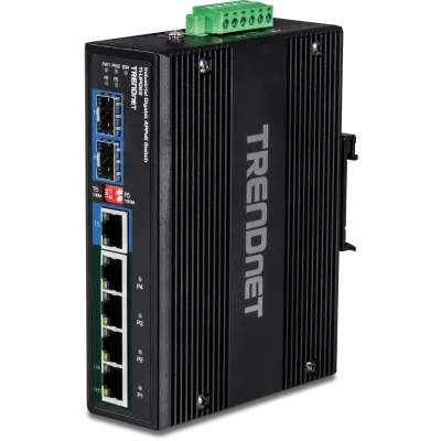 TRENDNET - TI-UPG62 - 6-Port Hardened Industrial Gigabit Ultra PoE DIN-Rail Switch