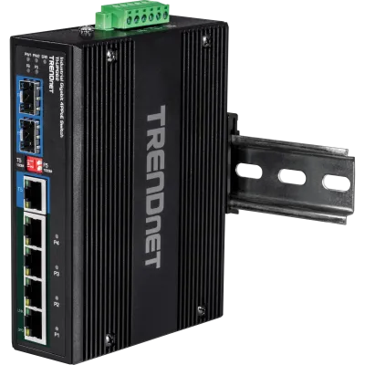 TRENDNET - TI-UPG62 - 6-Port Hardened Industrial Gigabit Ultra PoE DIN-Rail Switch