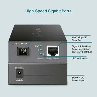 TP-Link - TL-FC311A-20 - Gigabit WDM Media Converter